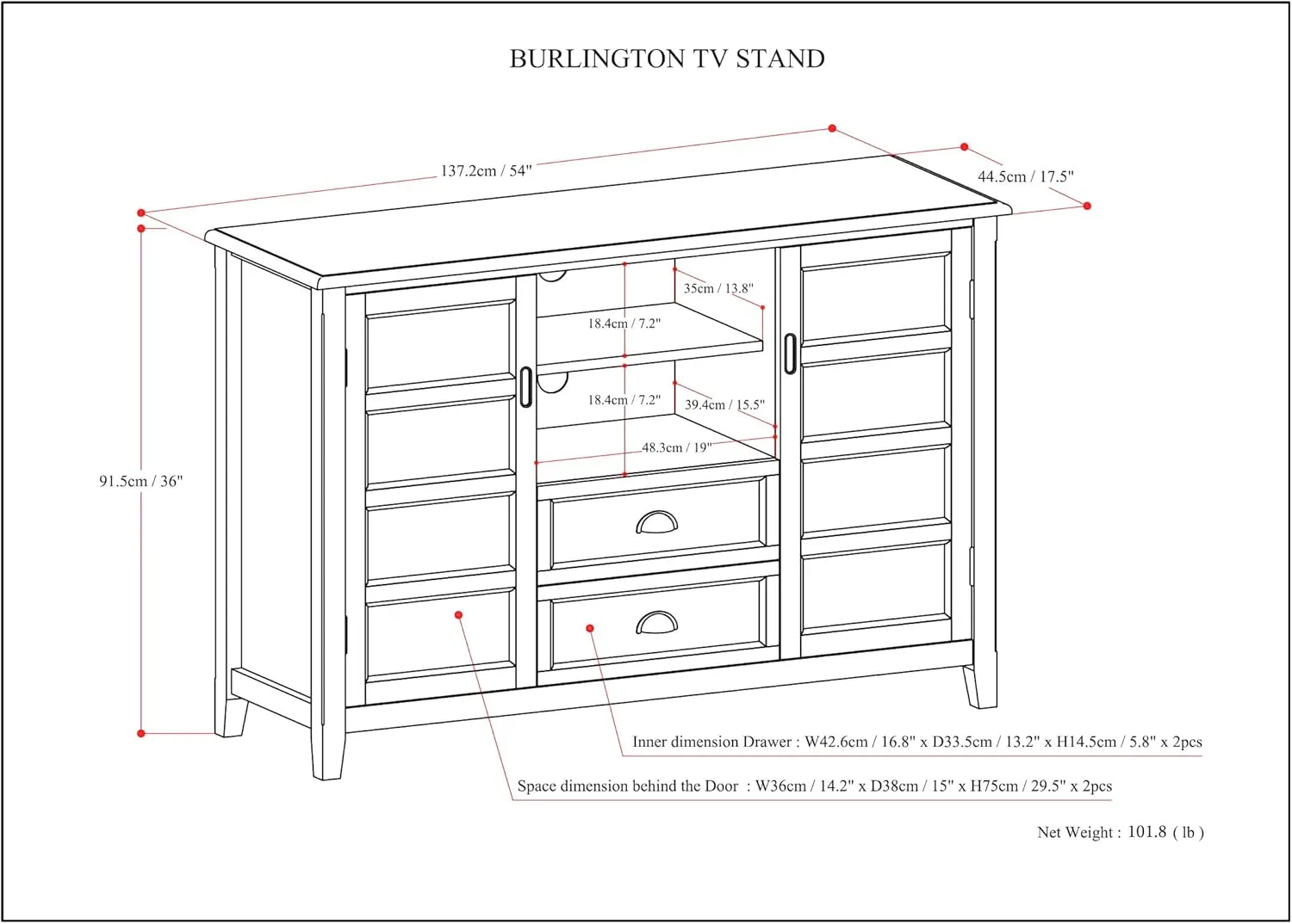SIMPLIHOME Burlington SOLID WOOD 54 Inch Wide Transitional TV Media Stand in Rustic Natural Aged Brown for TVs up to 60 Inch, For the Living Room and Entertainment Center