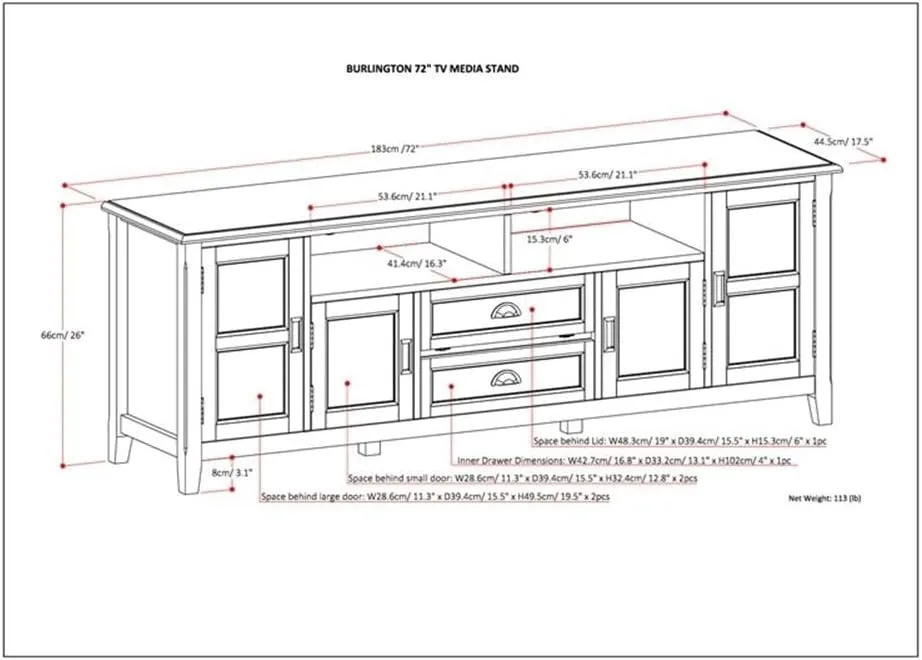 SIMPLIHOME Burlington SOLID WOOD 72 inch Wide Transitional TV Media Stand in Distressed Grey For TVs up to 80 inches for the Living Room and Entertainment Center