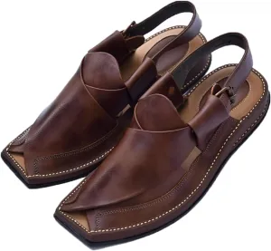 SKY-SELLER Mens Footwear Handmade Sandals Double Sole Cowhide Leather Shoes - Aesthetic Outdoor Chappal for Men Boot