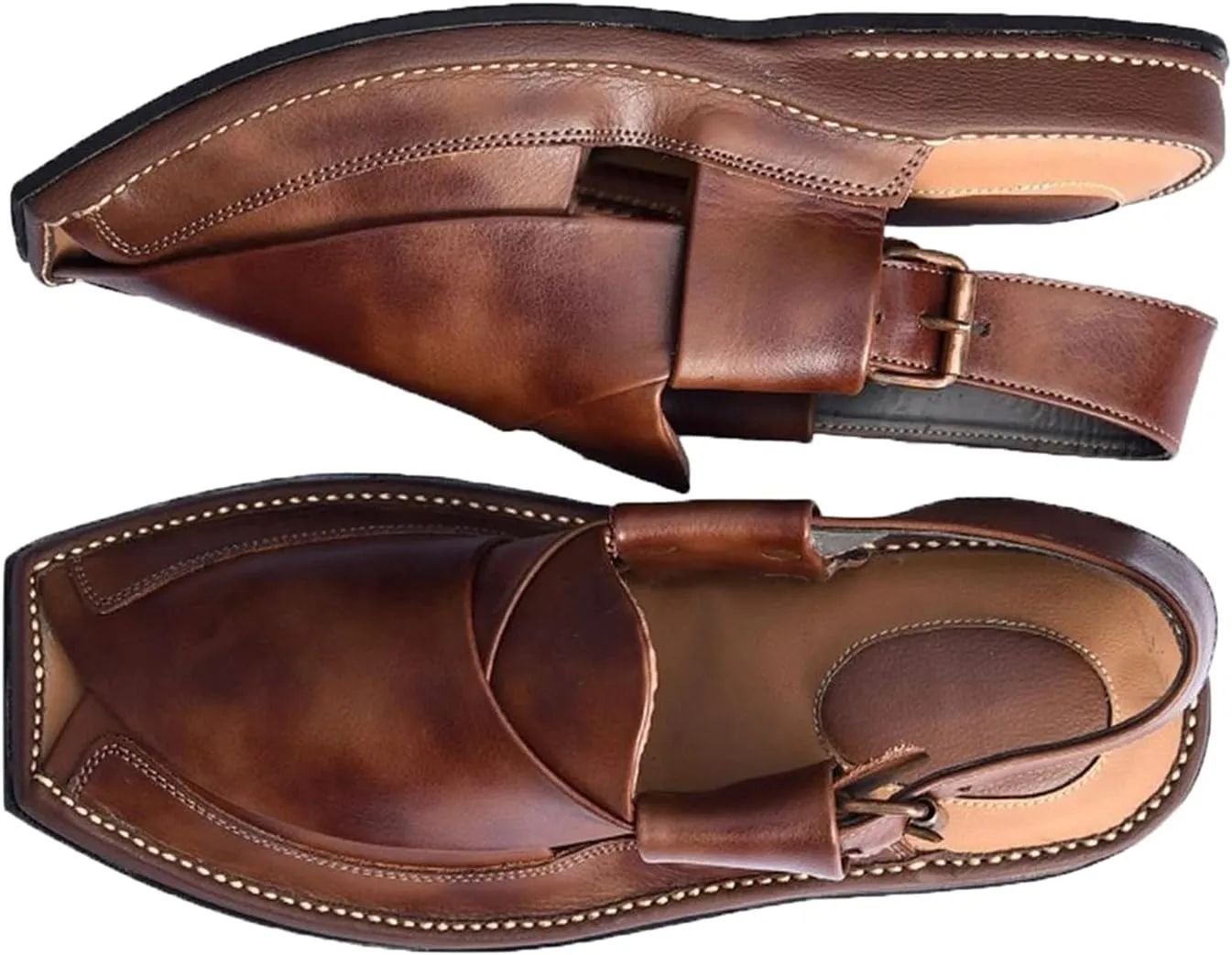 SKY-SELLER Mens Footwear Handmade Sandals Double Sole Cowhide Leather Shoes - Aesthetic Outdoor Chappal for Men Boot