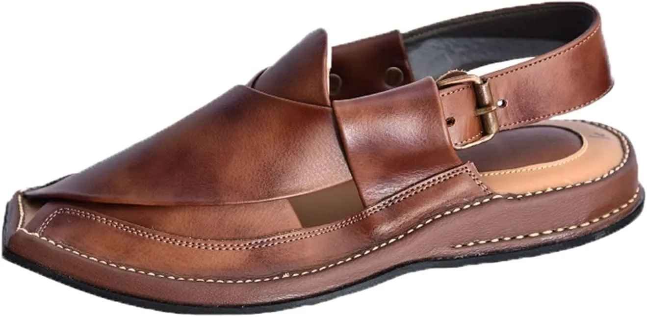 SKY-SELLER Mens Footwear Handmade Sandals Double Sole Cowhide Leather Shoes - Aesthetic Outdoor Chappal for Men Boot