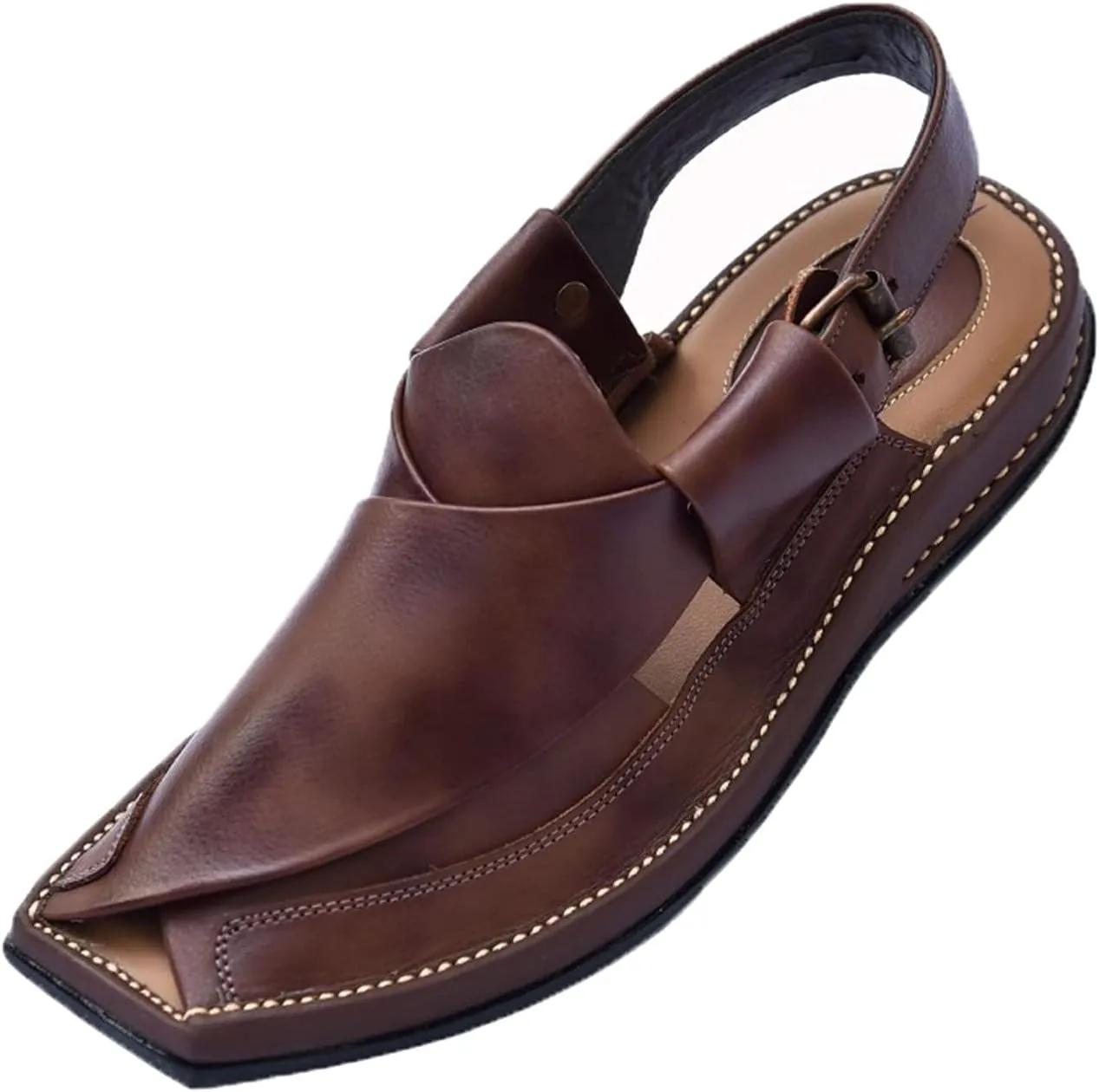 SKY-SELLER Mens Footwear Handmade Sandals Double Sole Cowhide Leather Shoes - Aesthetic Outdoor Chappal for Men Boot