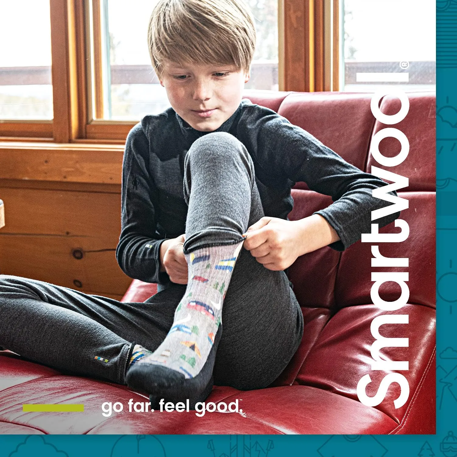 Smartwool Boys Girls' Full Cushion Polar Bear Pattern Over The Calf Socks (Toddler/Little Big Kid)