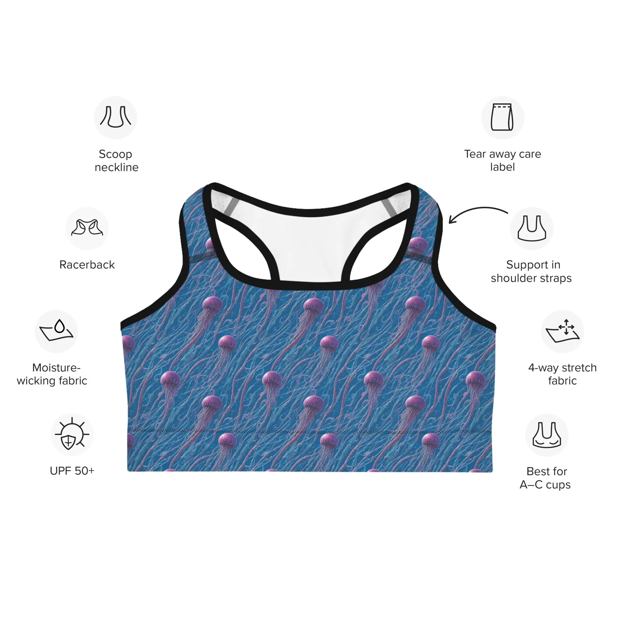 Sports bra - Blue And Violet Jellyfishes