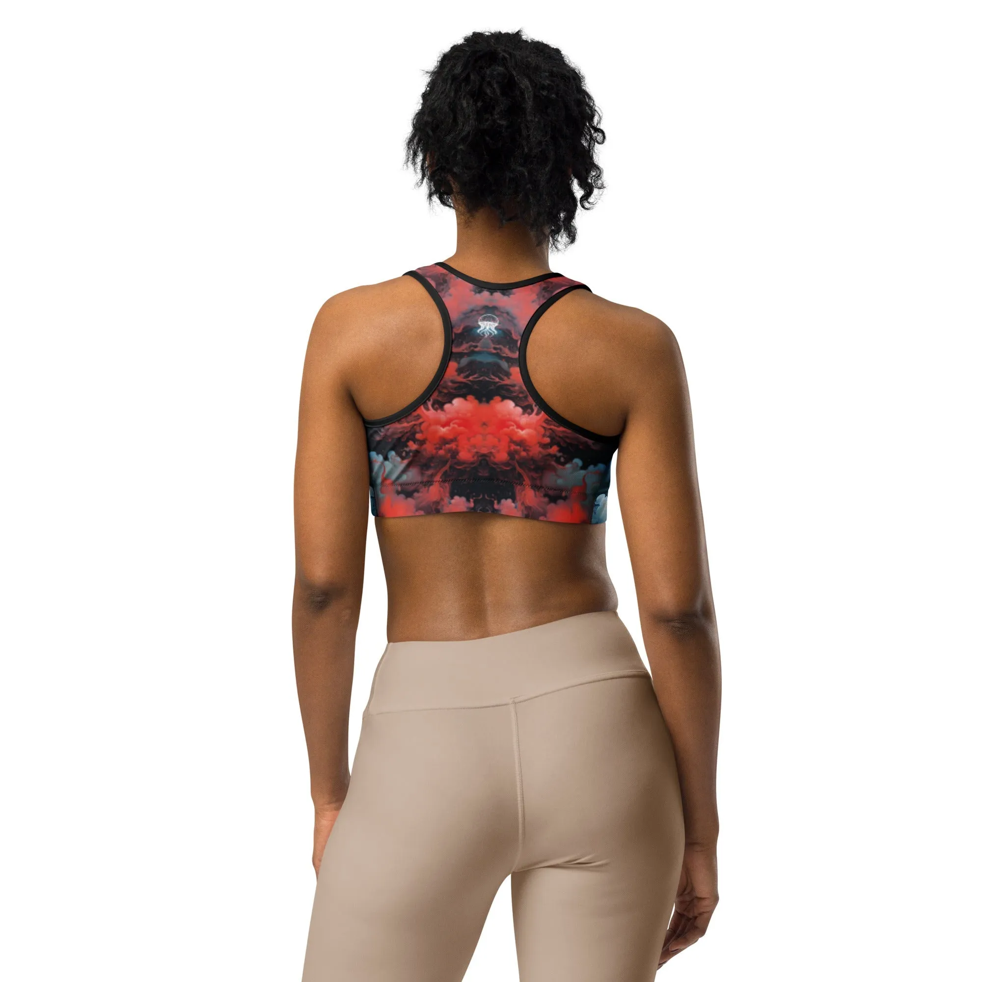 Sports Bra - Ethereal Crimson Flow - Dark