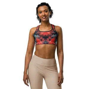 Sports Bra - Ethereal Crimson Flow - Dark