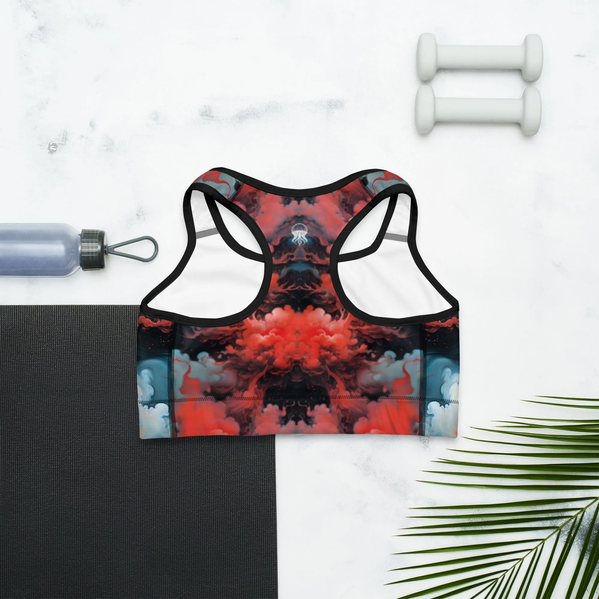 Sports Bra - Ethereal Crimson Flow - Dark