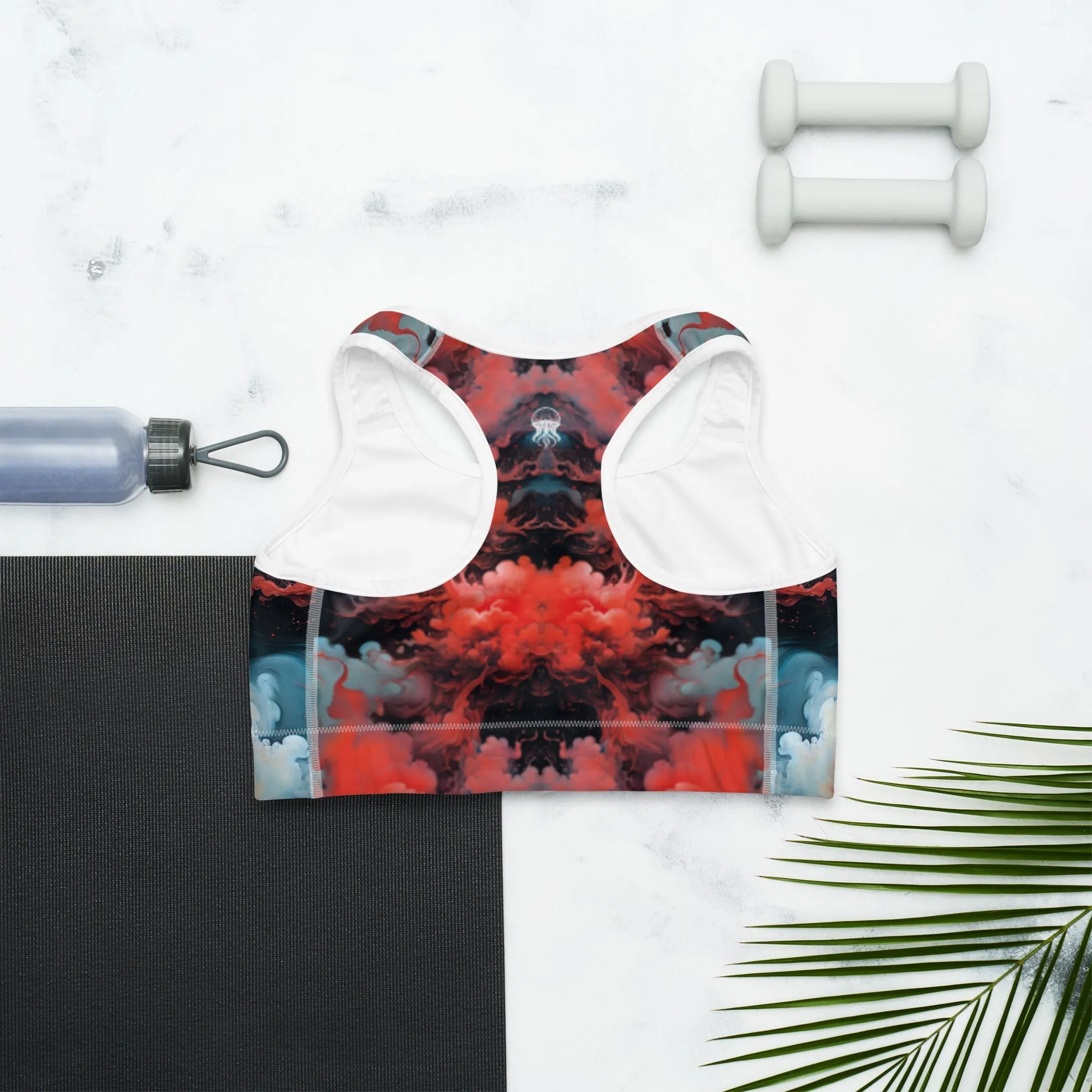 Sports Bra - Ethereal Crimson Flow - Dark