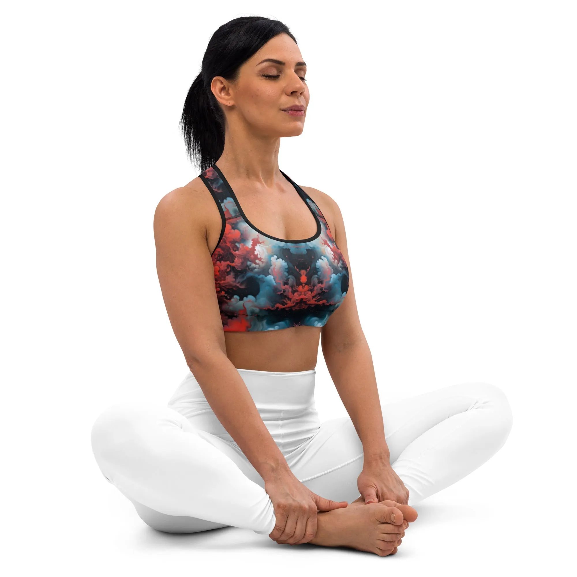 Sports Bra - Ethereal Crimson Flow - Light