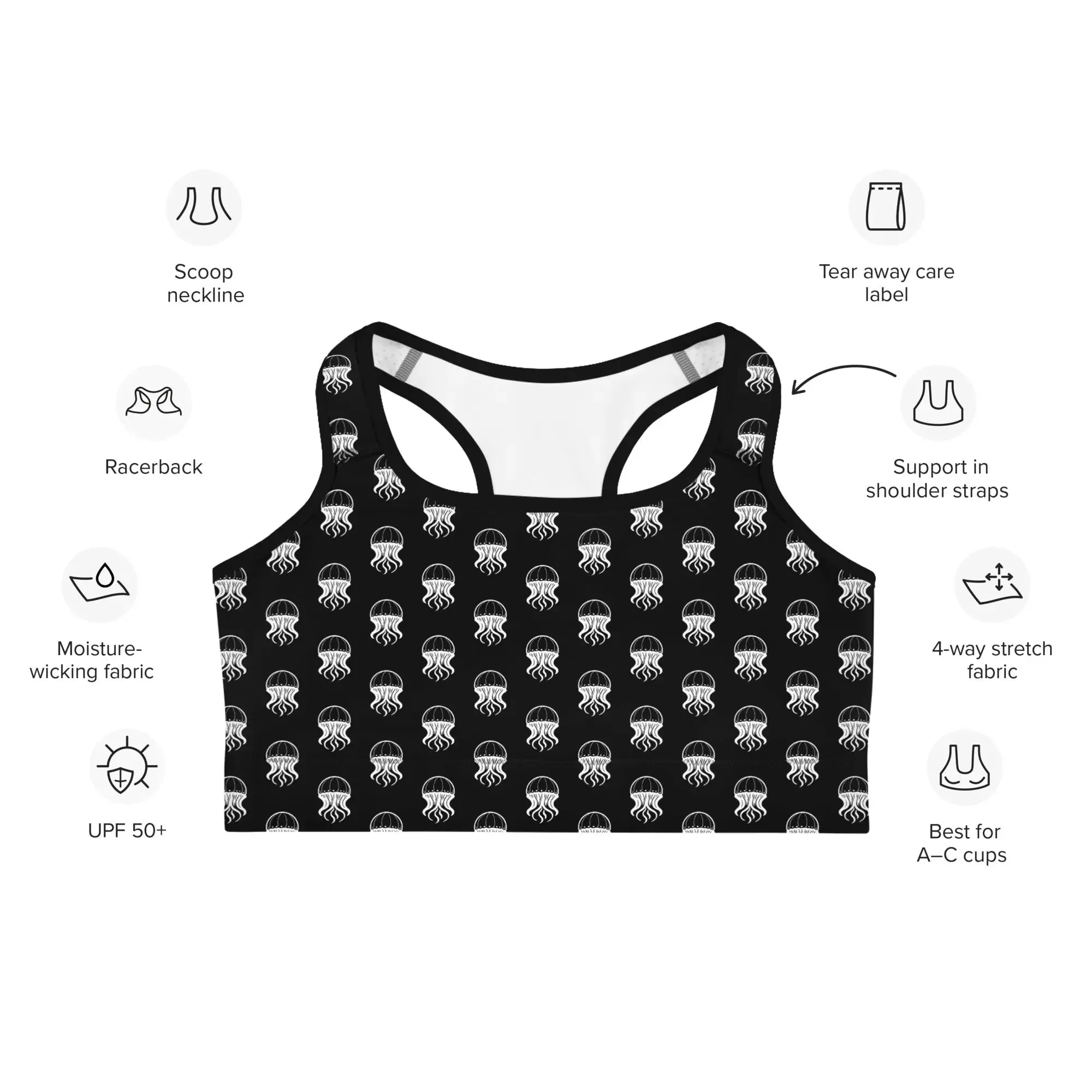 Sports Bra - Jellyfish Invaders