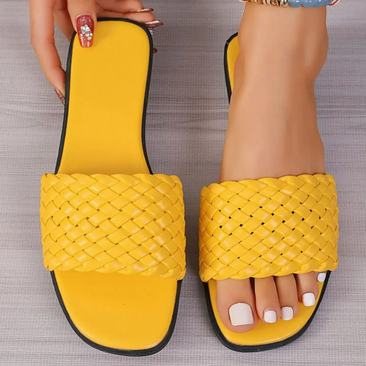 Square Open Toe Flats Sandals