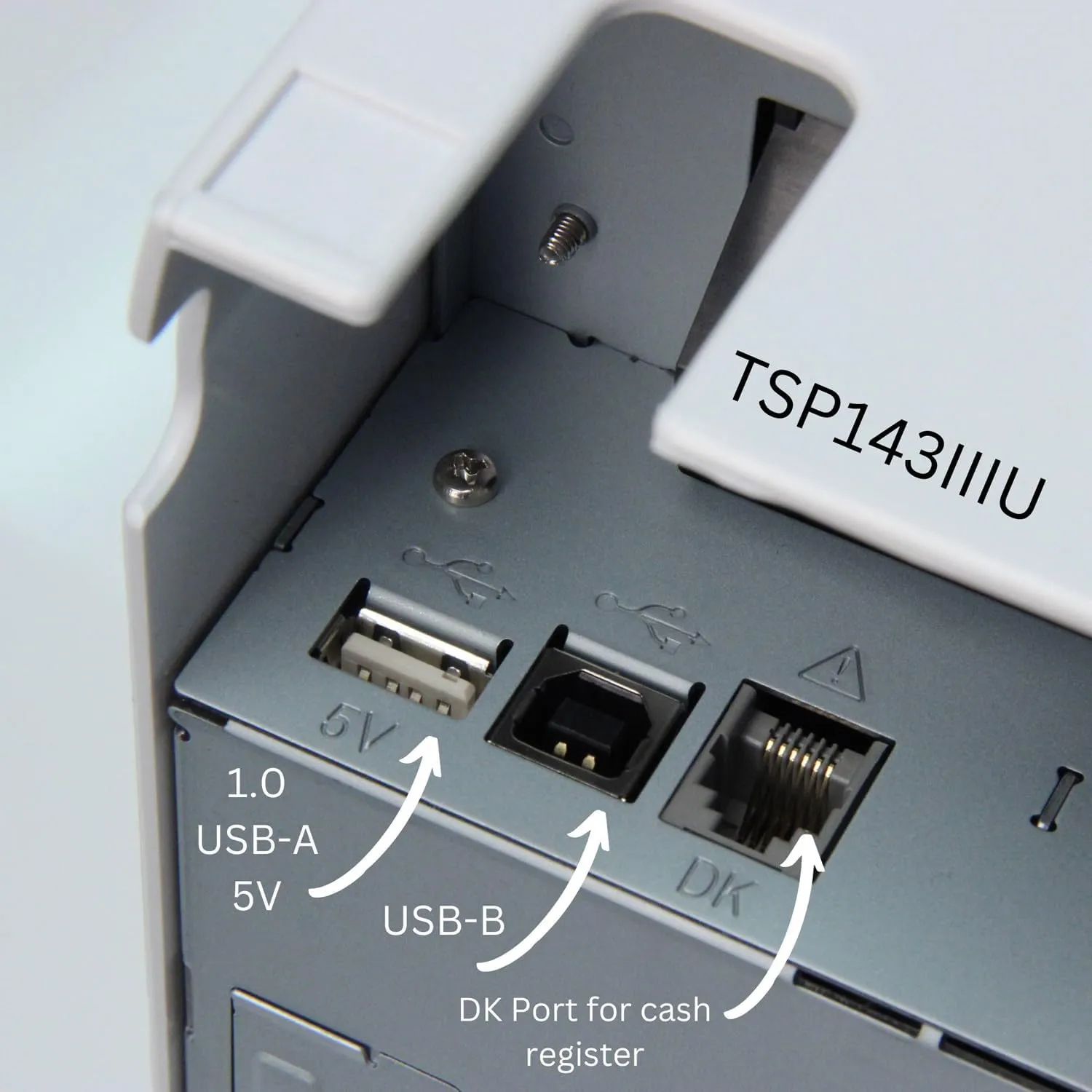 Star Micronics TSP143IIIU USB Thermal Receipt Printer with Device and Mfi USB Ports, Auto-cutter, and Internal Power Supply - White