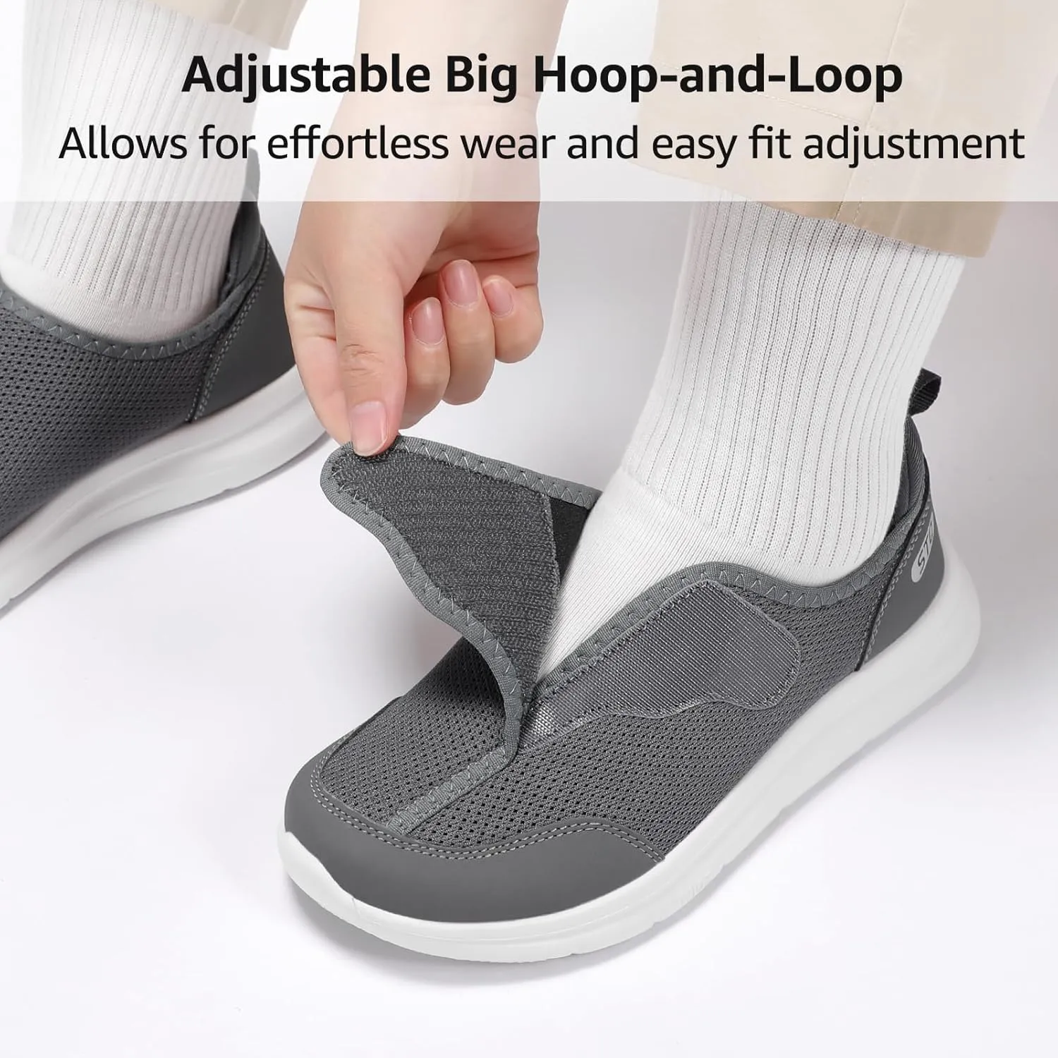 STQ Wide Toe Box Shoes Women Walking Shoe, Hook and Loops Orthopedic Shoes with Arch Support for Seniors, Bunions, Plantar Fasciitis, Hammertoes, Swollen Feet