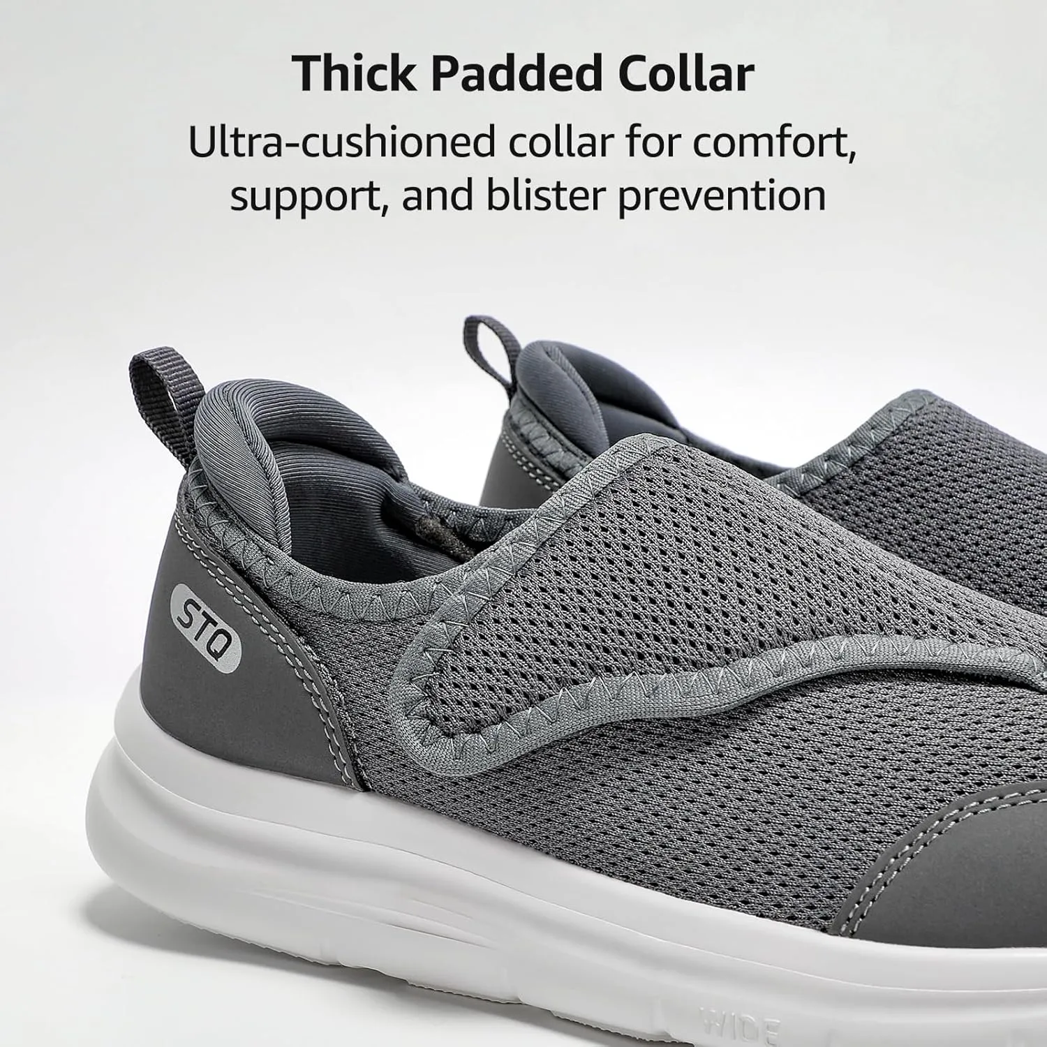 STQ Wide Toe Box Shoes Women Walking Shoe, Hook and Loops Orthopedic Shoes with Arch Support for Seniors, Bunions, Plantar Fasciitis, Hammertoes, Swollen Feet