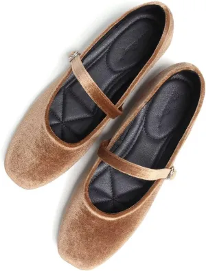Stunner Mary Jane Square Toe Black Ballet Flats for Women - Comfortable Ankle Strap Casual Slip On Flats