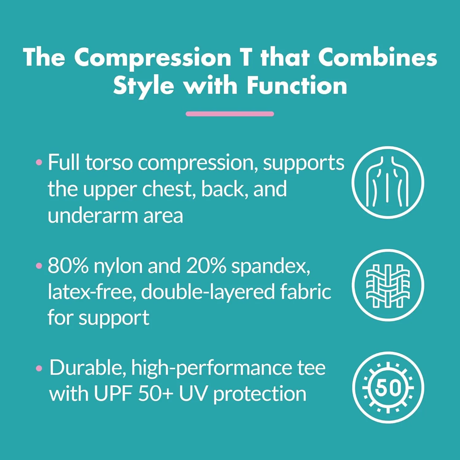 Style 915 Compression T-Shirt, Double Fabric Layer, Full Torso Compression for Underarm, Upper Chest, Abdomen, Back