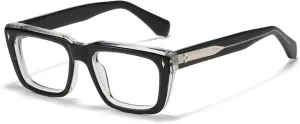 Sutton Retro Rectangle Acetate Thick Glasses Frame Prescription Optical Eyewear for Women Men 53-21-148mm