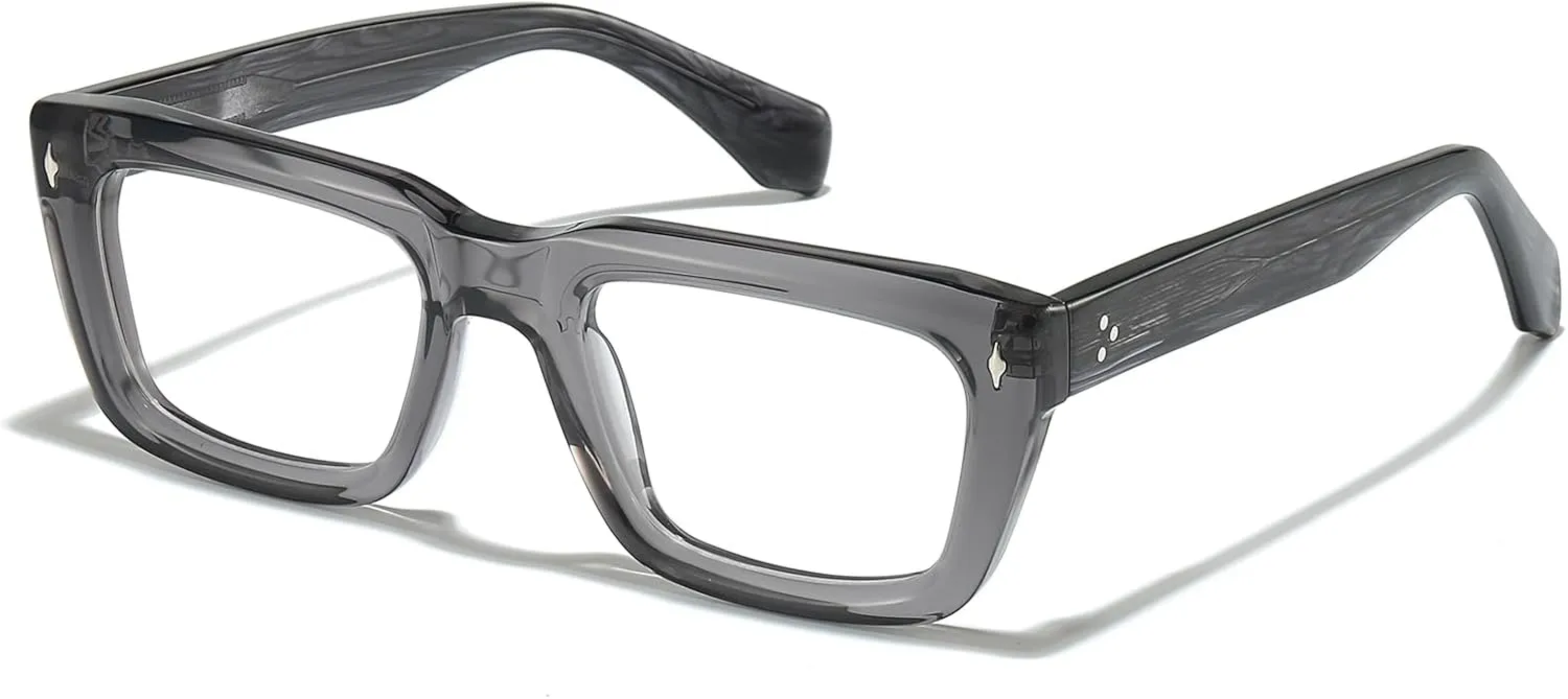 Sutton Retro Rectangle Acetate Thick Glasses Frame Prescription Optical Eyewear for Women Men 53-21-148mm
