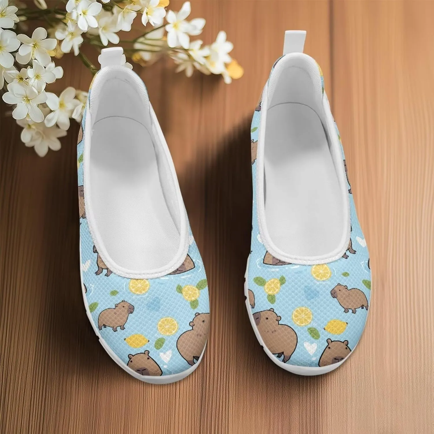 SYtrade Loafers for Women Breathable Slip On Walking Shoes White Sole