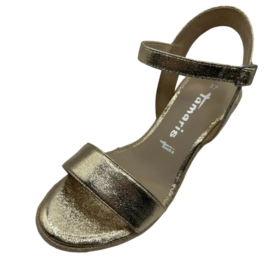 Tamaris Light Gold Metallic Wedge Sandals