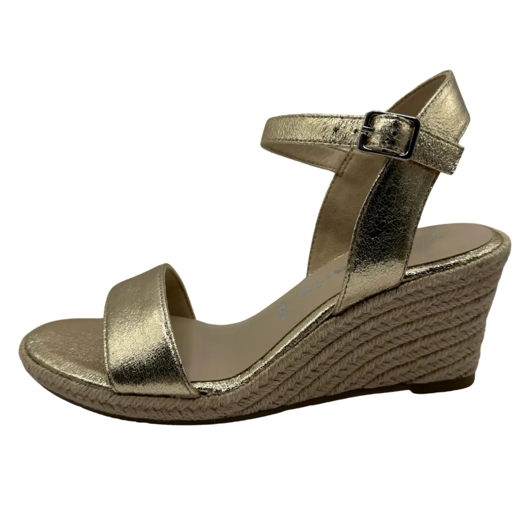 Tamaris Light Gold Metallic Wedge Sandals