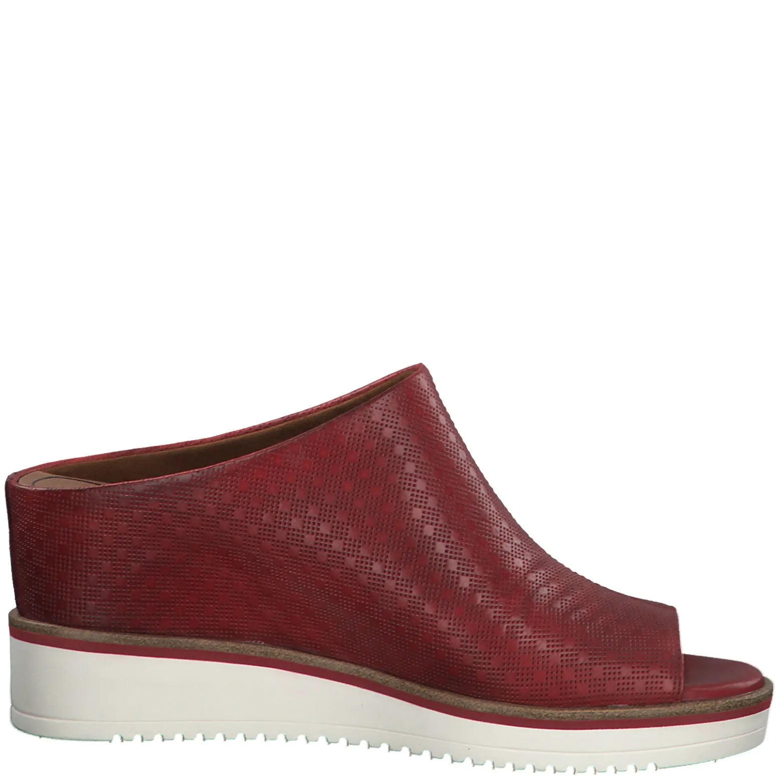 TAMARIS - WEDGE MULE - RED LEATHER