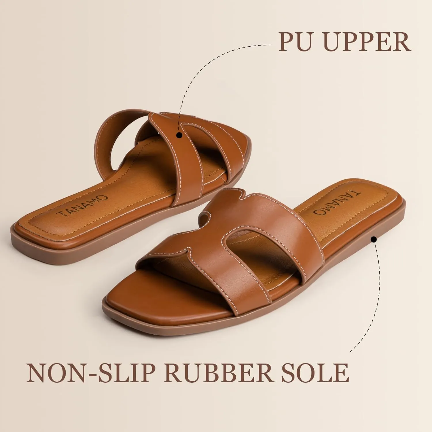 Tanamo Womens's Sandals Girls Slides Sandals Women Narrow Dressy Summer Flat Sandals Square Open Toe Casual Beach