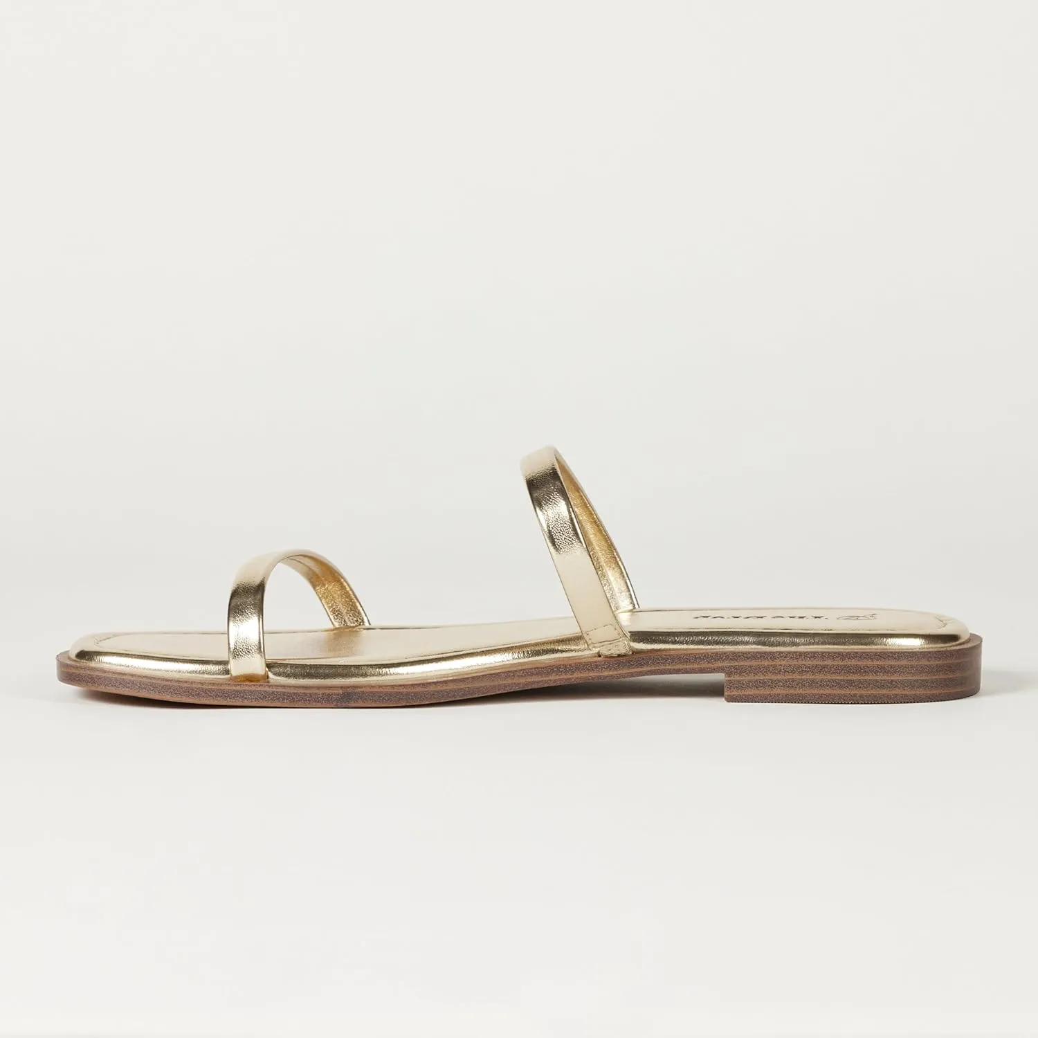 The Drop Women's Paris Square Toe Two Strap Flat Sandal