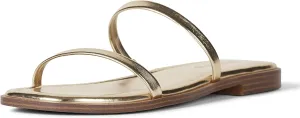 The Drop Women's Paris Square Toe Two Strap Flat Sandal