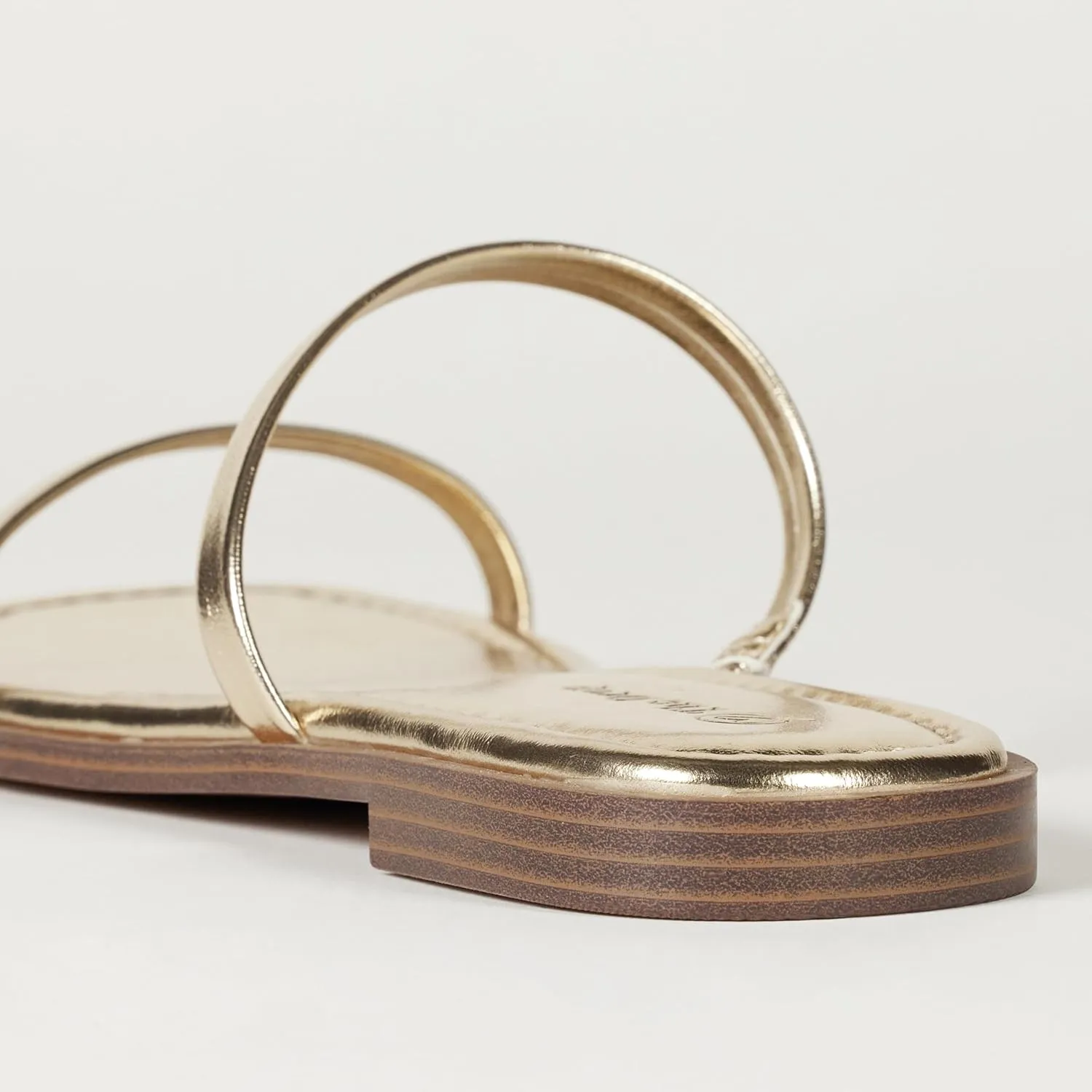 The Drop Women's Paris Square Toe Two Strap Flat Sandal