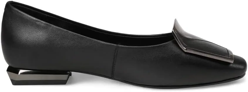 TinaCus Women's Genuine Leather Square Toe Handmade Buckle Décor Casual Flat Shoes