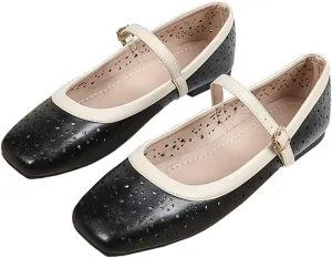 TN TANGNEST Flat Shoes for Women Retro Square Toe Mary Jane Flats Shiny Ballet Flats Comfortable Office Flats