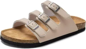 Torotto Boys Girls Sandals with Cork Footbed Adjustable Buckle Casual Slides Sandals Open Toes Flat for Kids Toddler