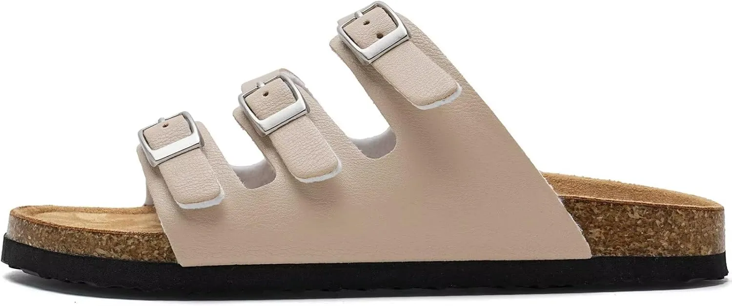 Torotto Boys Girls Sandals with Cork Footbed Adjustable Buckle Casual Slides Sandals Open Toes Flat for Kids Toddler