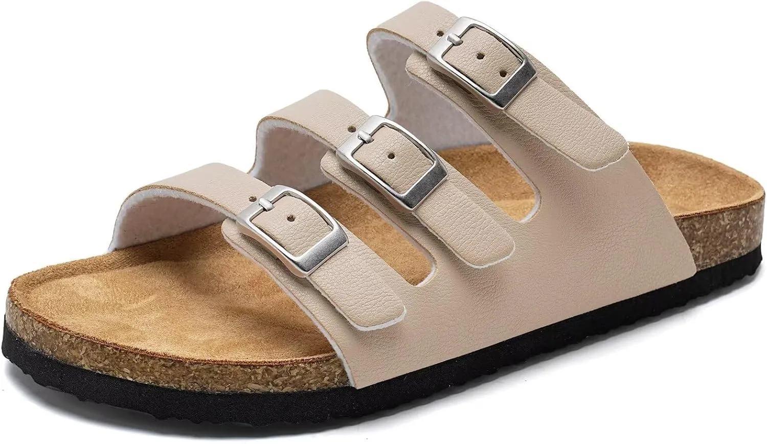 Torotto Boys Girls Sandals with Cork Footbed Adjustable Buckle Casual Slides Sandals Open Toes Flat for Kids Toddler