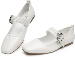 Trary Women's Ballet Flats,Mary Jane Shoes for Women,Square Toe Dressy Comfortable Shoes