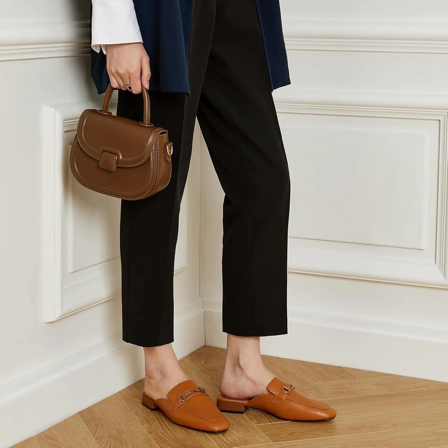 Trary Women's Mules & Loafers, Black Square Toe Mules, Classic Dressy & Casual Comfortable Shoes