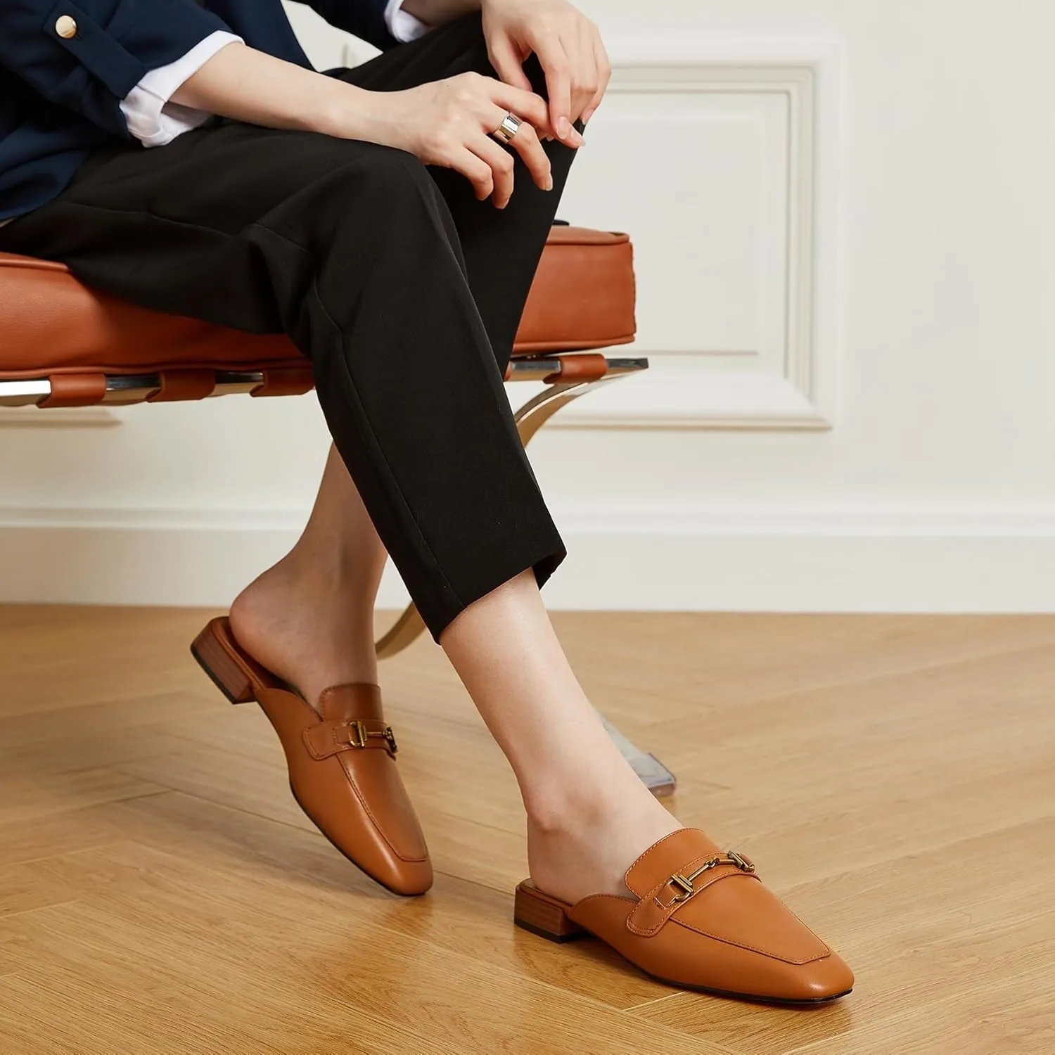 Trary Women's Mules & Loafers, Black Square Toe Mules, Classic Dressy & Casual Comfortable Shoes