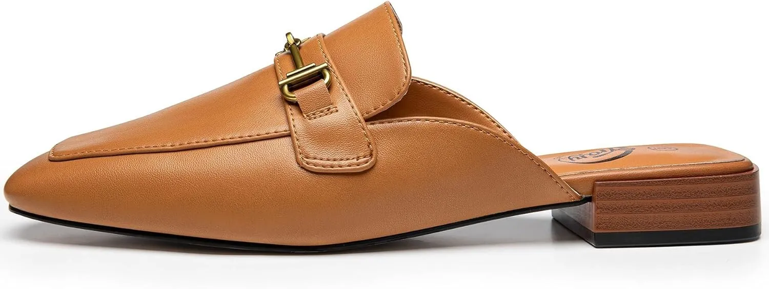 Trary Women's Mules & Loafers, Black Square Toe Mules, Classic Dressy & Casual Comfortable Shoes