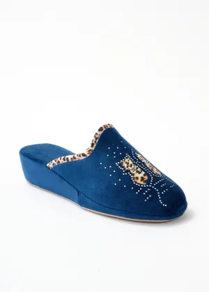 Velvet touch mule with rhinestone details