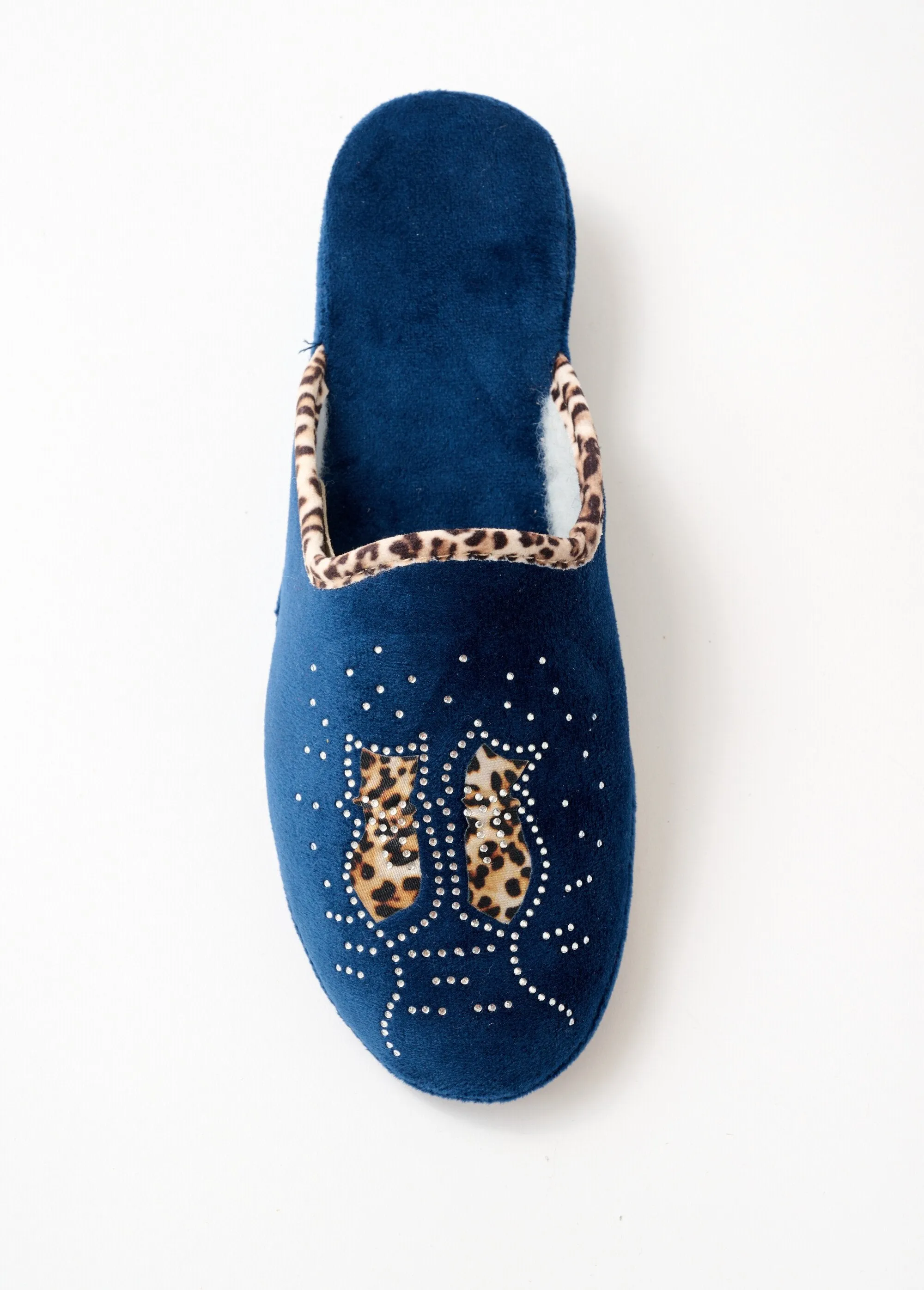 Velvet touch mule with rhinestone details