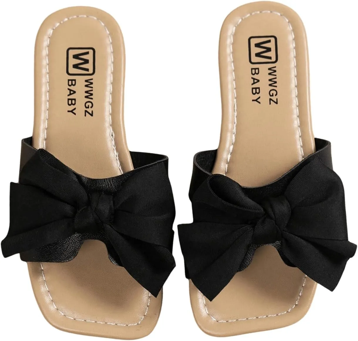 Verdusa Girl's Bows Square Toe Sandals Casual Summer Flat Sandal