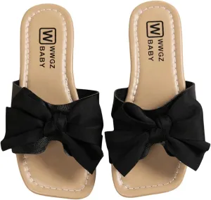 Verdusa Girl's Bows Square Toe Sandals Casual Summer Flat Sandal