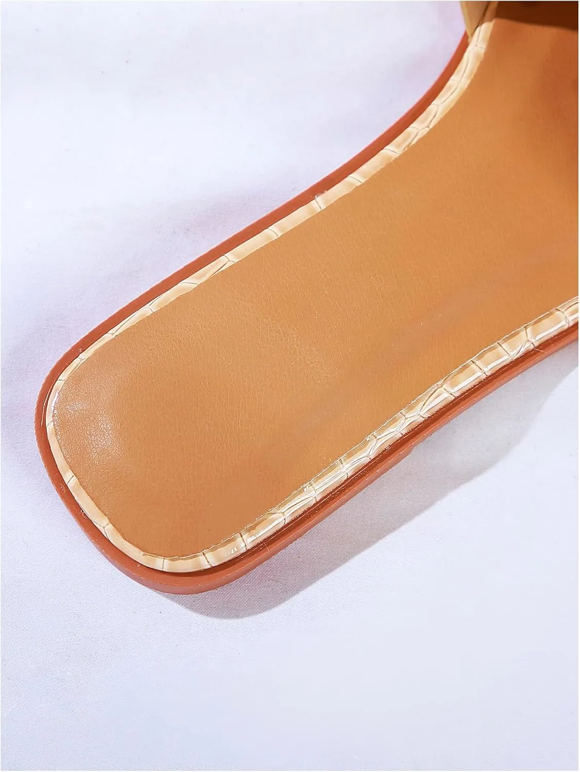 Verdusa Women's Flat Sandals Pearl Sandals Square Toe Summer Slip On Flat Shoes
