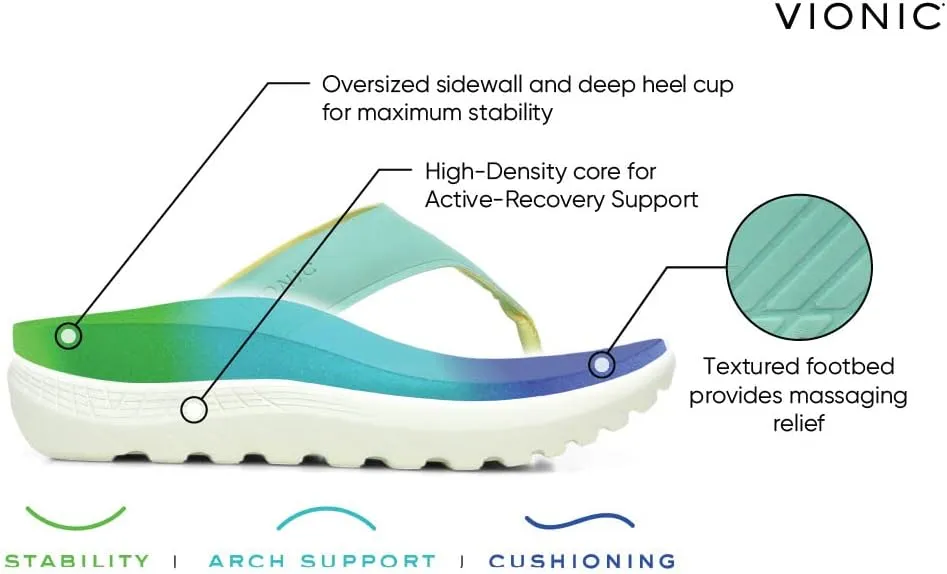 Vionic All Gender Blissful Restore Recovery Sandal- Supportive Toe-Post Flip Flops That Include Three-Zone Comfort with Orthotic Insole Arch Support,Recovery Sandals for Women and Men
