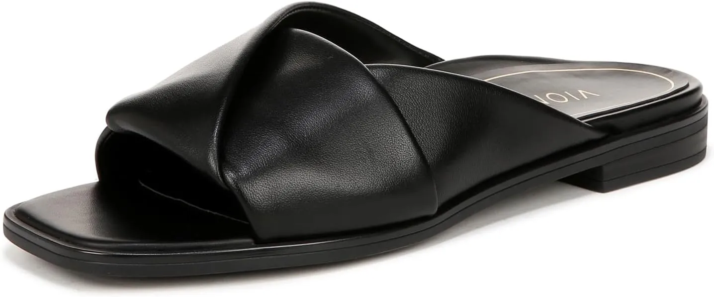Vionic Women's Poppy Miramar Slide Comfortable Flat Sandals- Supportive Dressy Sandals Comfort Shoes That Includes a Concealed Orthotic Insole Sizes 5-12
