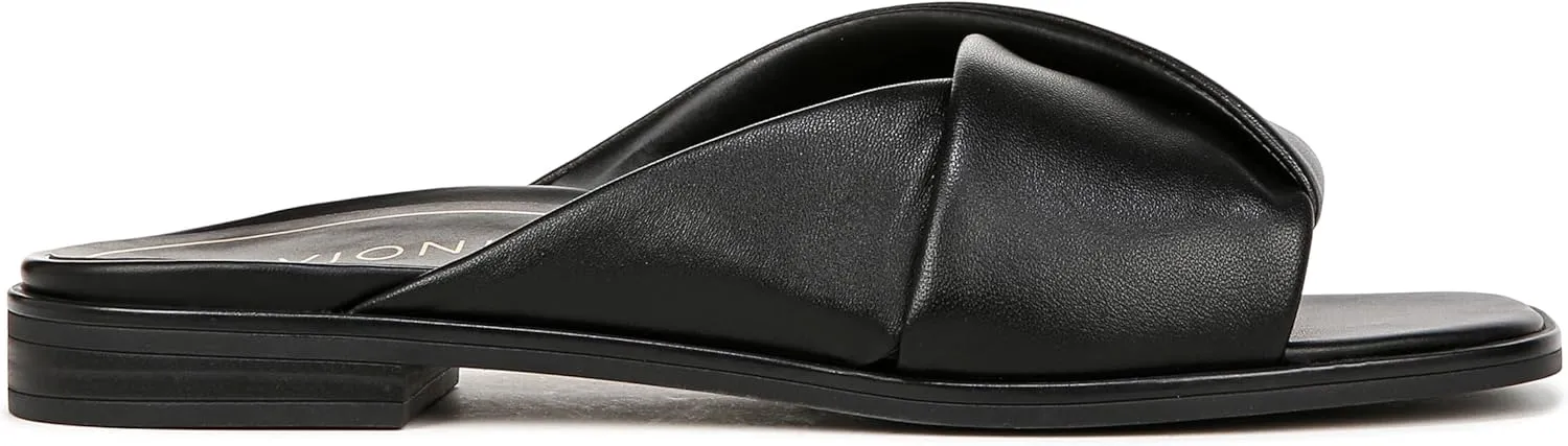 Vionic Women's Poppy Miramar Slide Comfortable Flat Sandals- Supportive Dressy Sandals Comfort Shoes That Includes a Concealed Orthotic Insole Sizes 5-12
