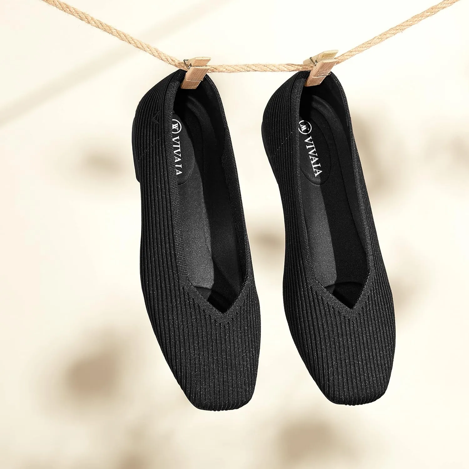 VIVAIA Margot 2.0 Women's Casual Flats Slip on Washable Ballet Flats Shoes Comfortable Square-Toe Style