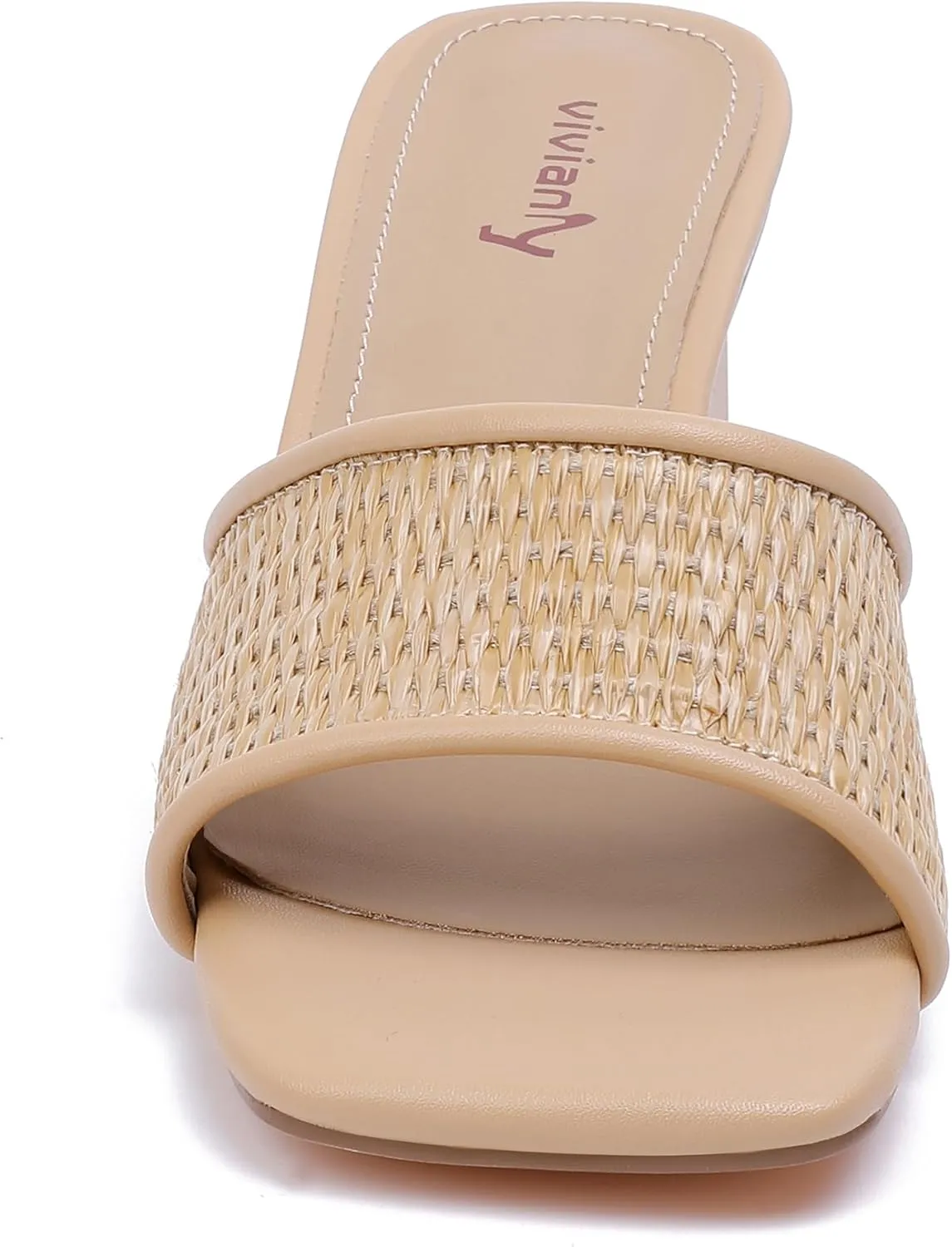 vivianly Womens Clear Heels Sandals Transparent Chunky Heels Backless Open Toe Slip on Mules Heeled Slipper Dress Shoes