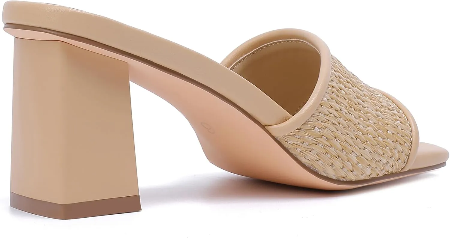 vivianly Womens Clear Heels Sandals Transparent Chunky Heels Backless Open Toe Slip on Mules Heeled Slipper Dress Shoes